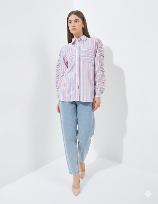 Xenna Shirt in Pink and Black (Pre-Order)