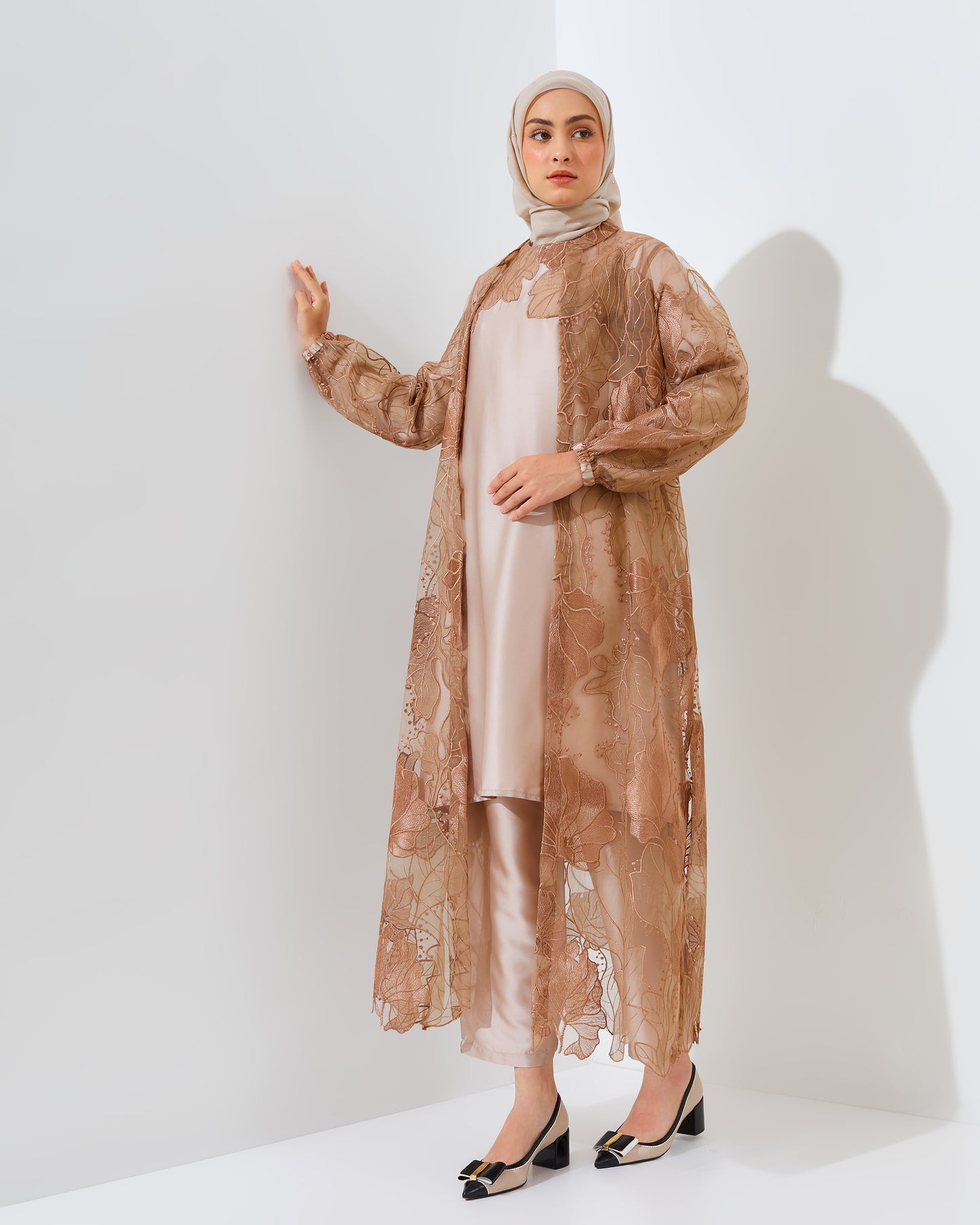 Omeera Women Matching Set Natural Beige