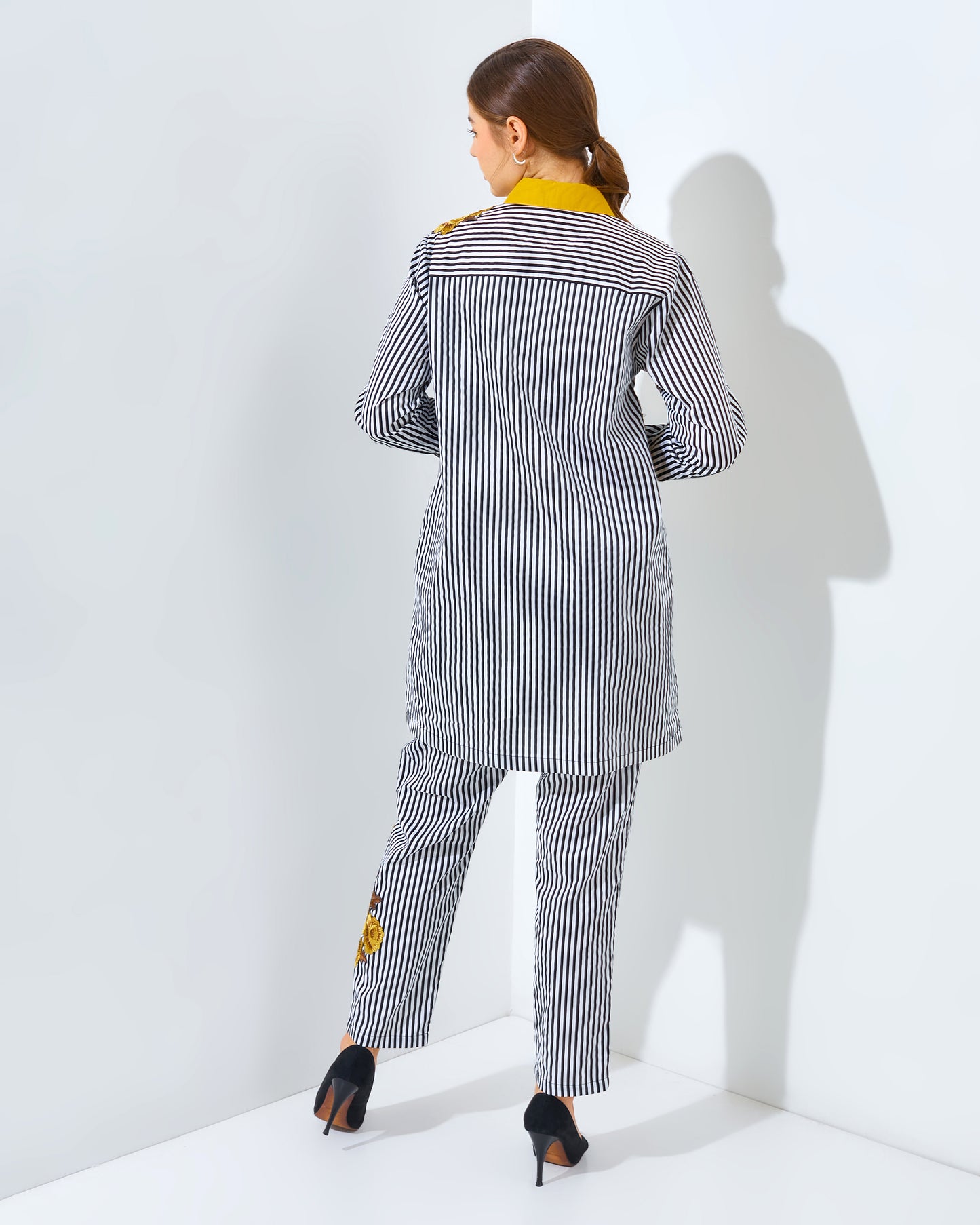 Rachella Rose Stripes Yellow Tunic Set