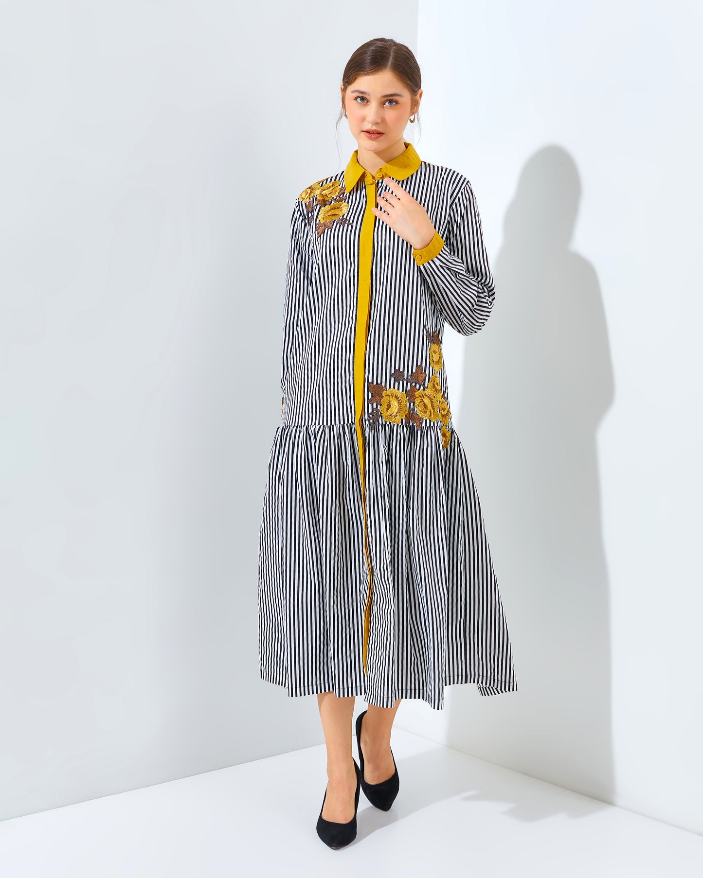 Rachella Rose Stripes Yellow Dress