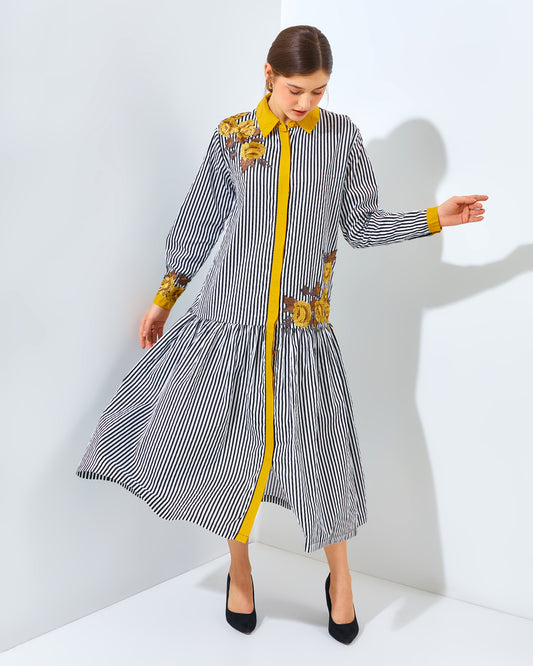 Rachella Rose Stripes Yellow Dress