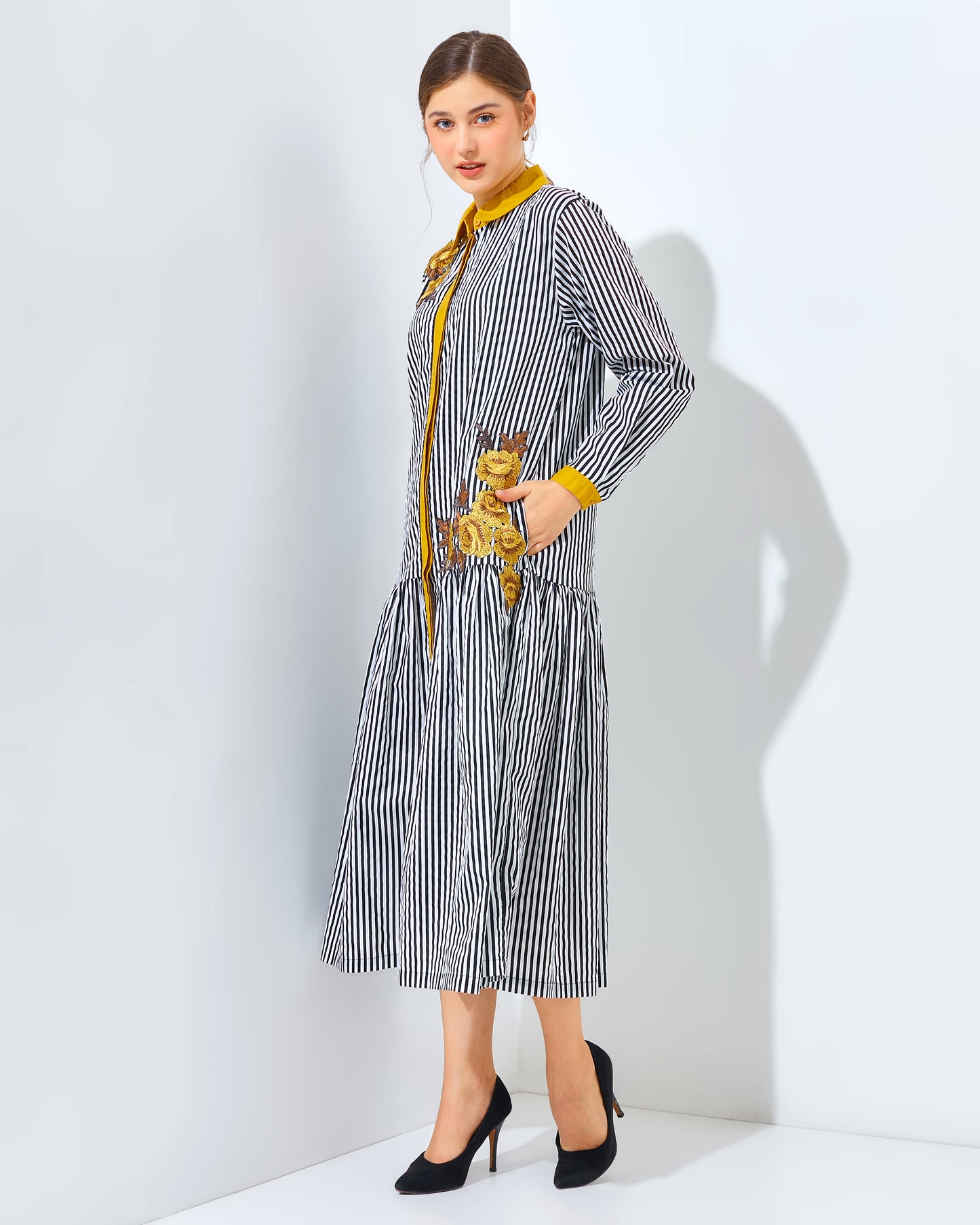 Rachella Rose Stripes Yellow Dress