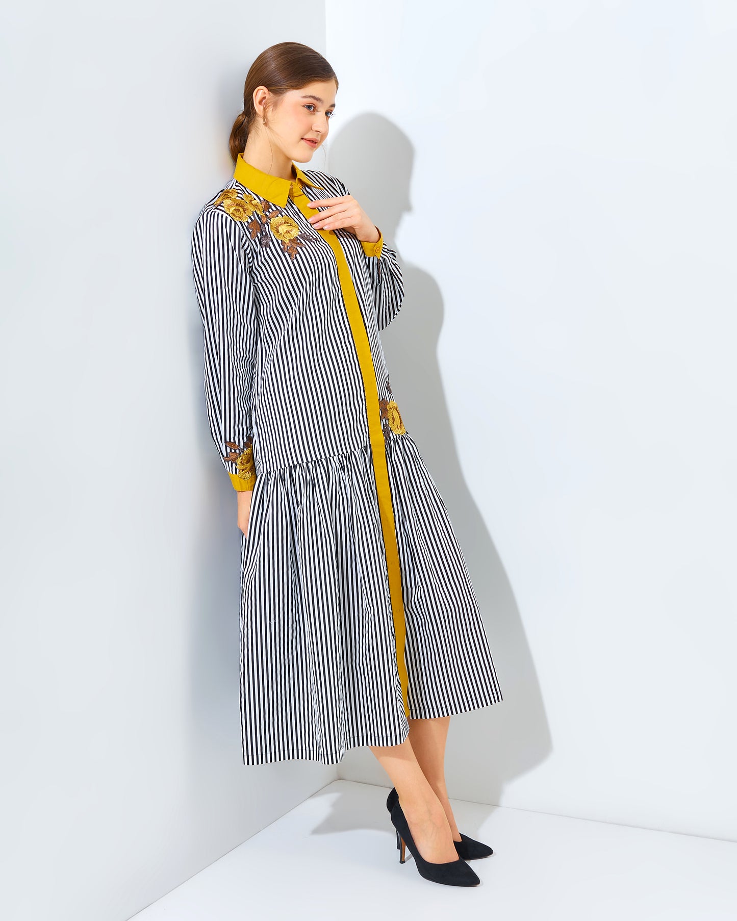Rachella Rose Stripes Yellow Dress