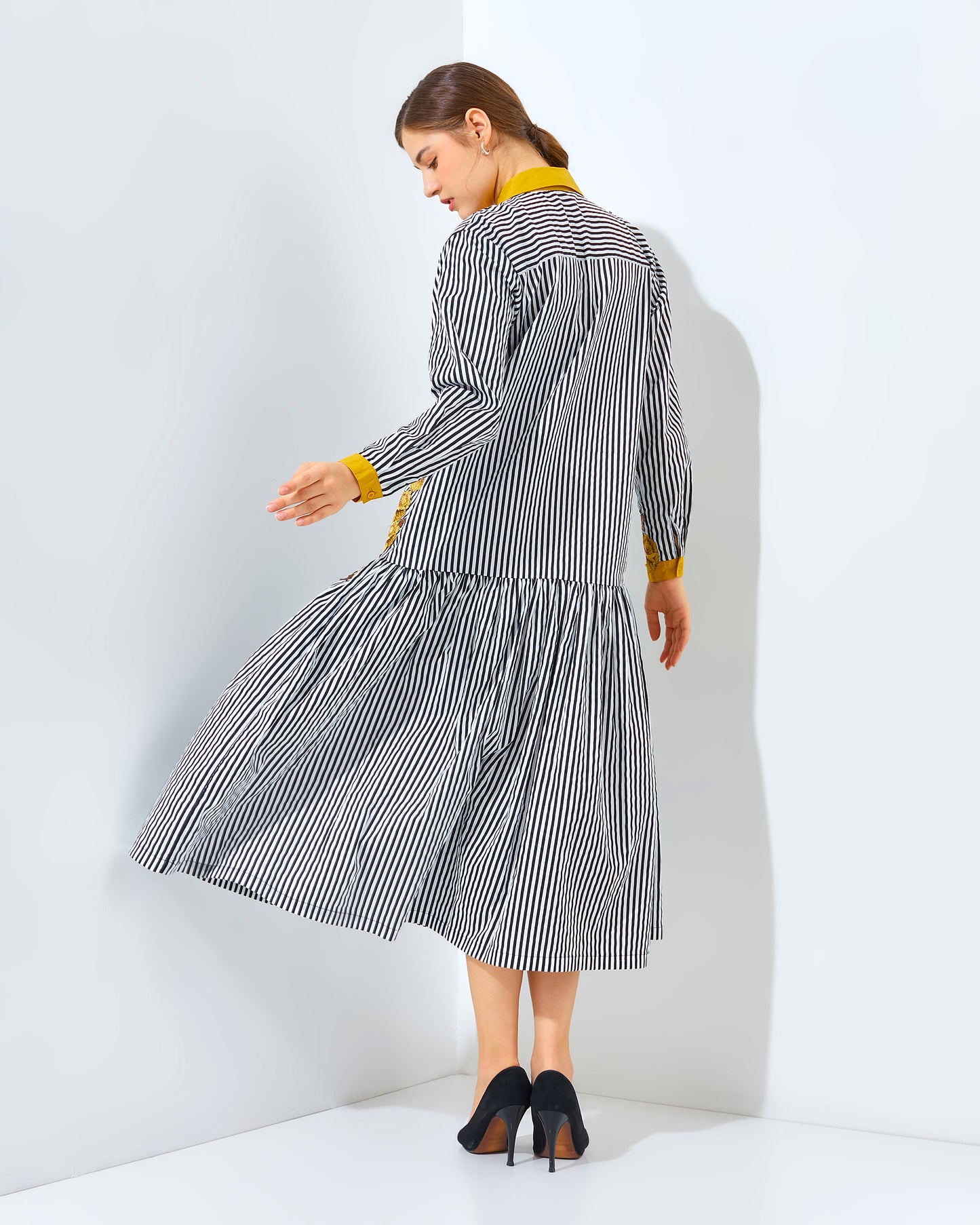 Rachella Rose Stripes Yellow Dress