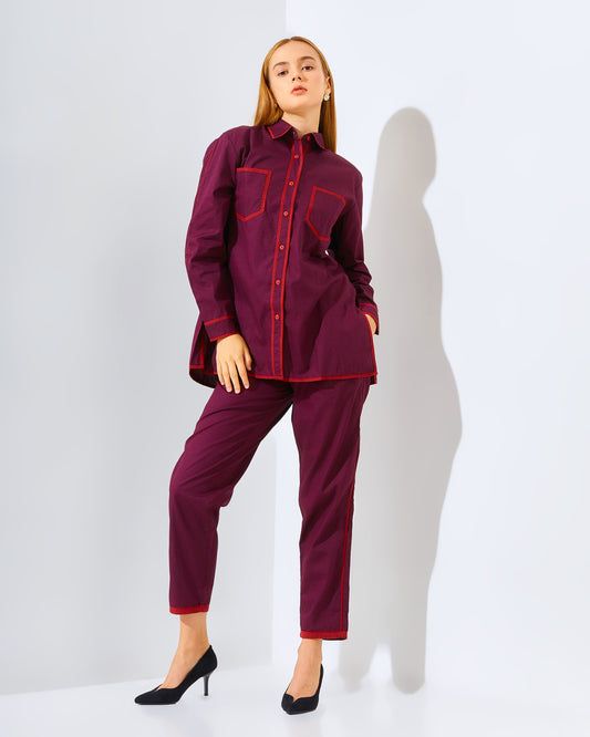 Vivie Matching set Black- Maroon