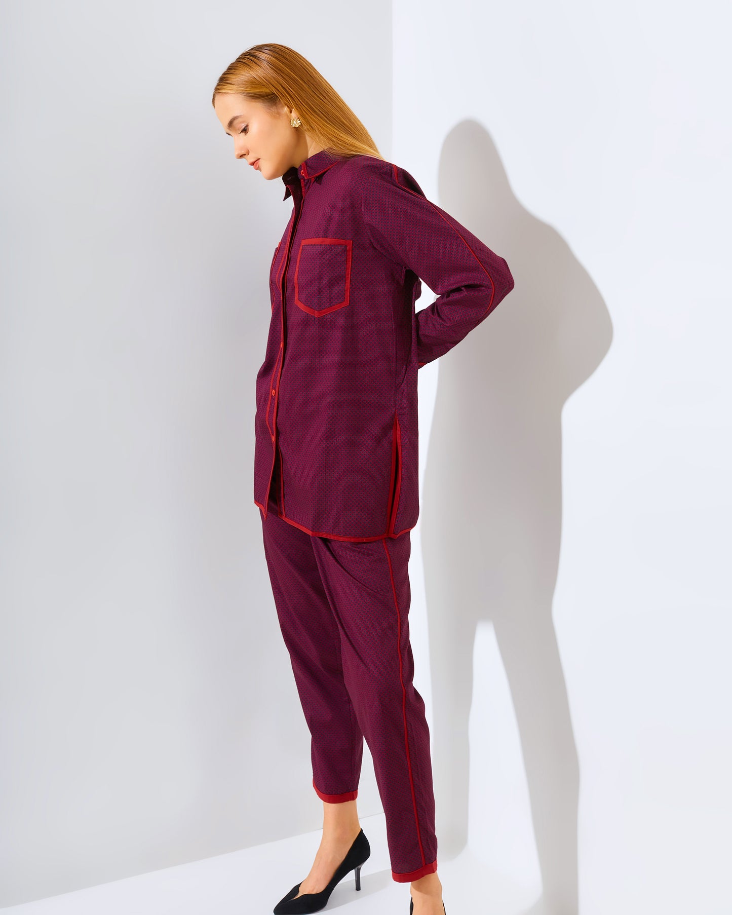 Vivie Matching set Black- Maroon