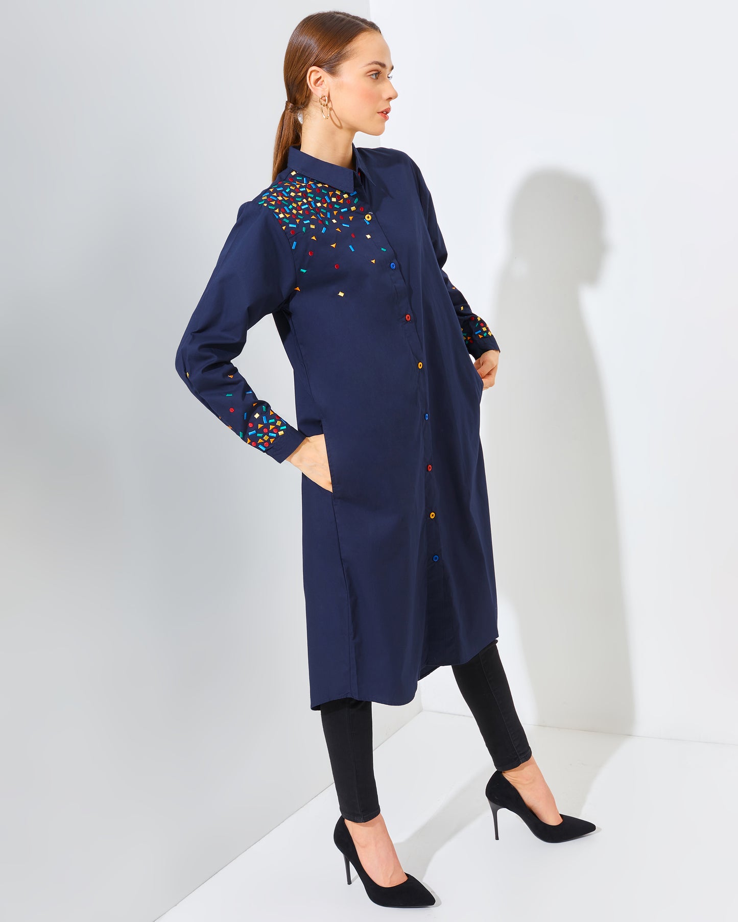 Mille Embro Tunic Navy