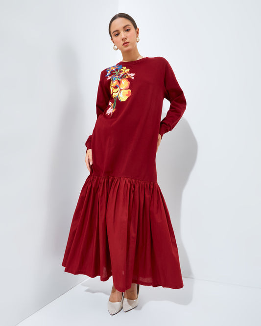 TERRE DRESS MAROON