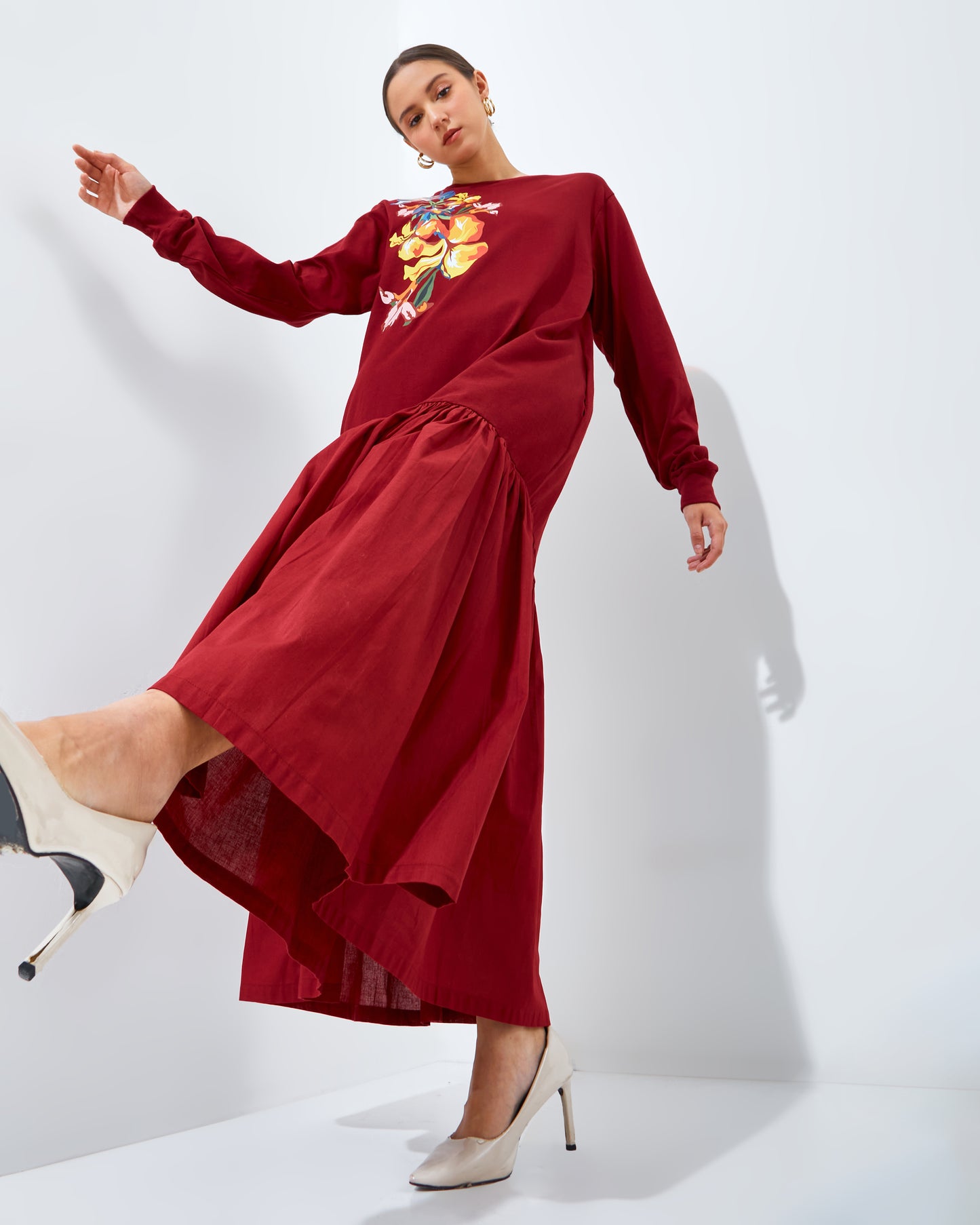 TERRE DRESS MAROON