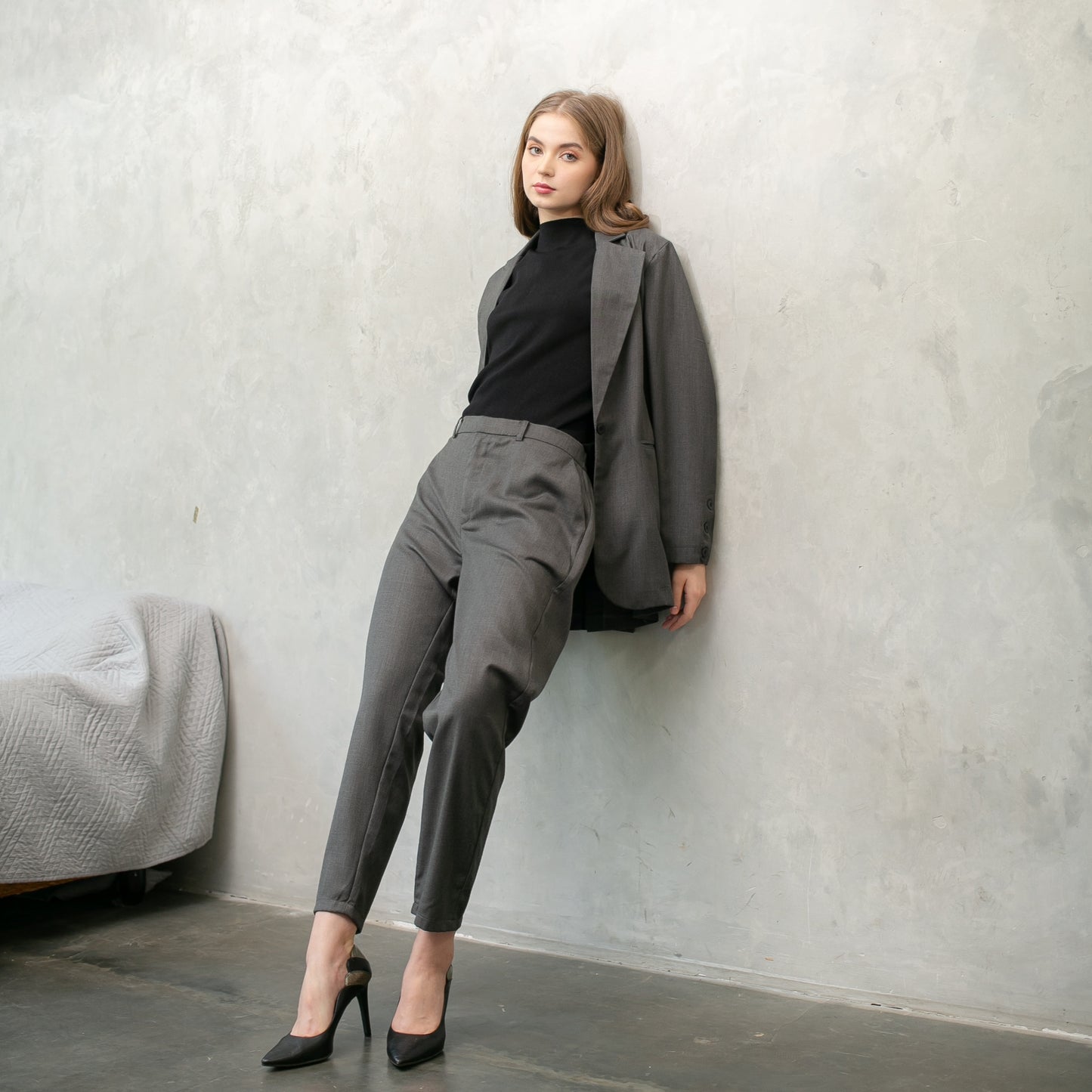 Katia Wool Blend  Blazer - Solid Grey