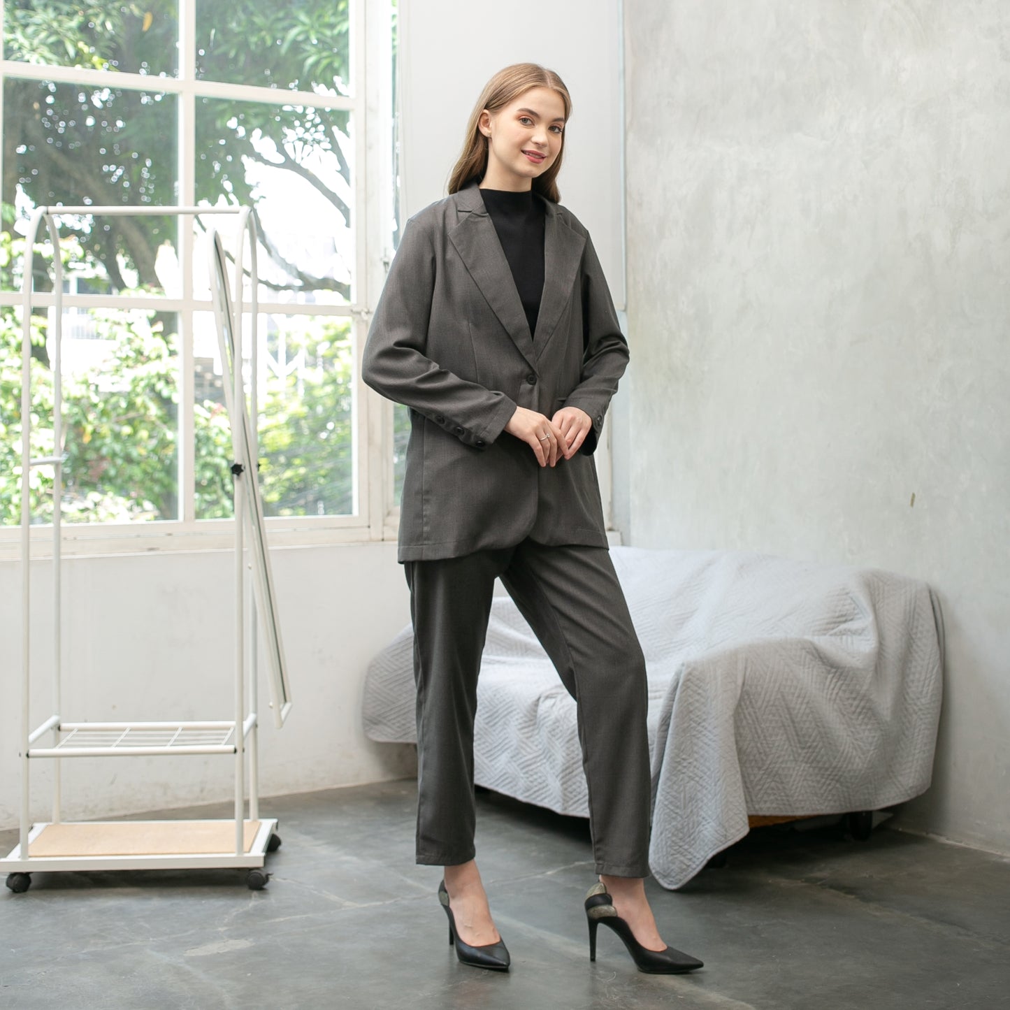 Katia Wool Blend  Blazer - Solid Grey