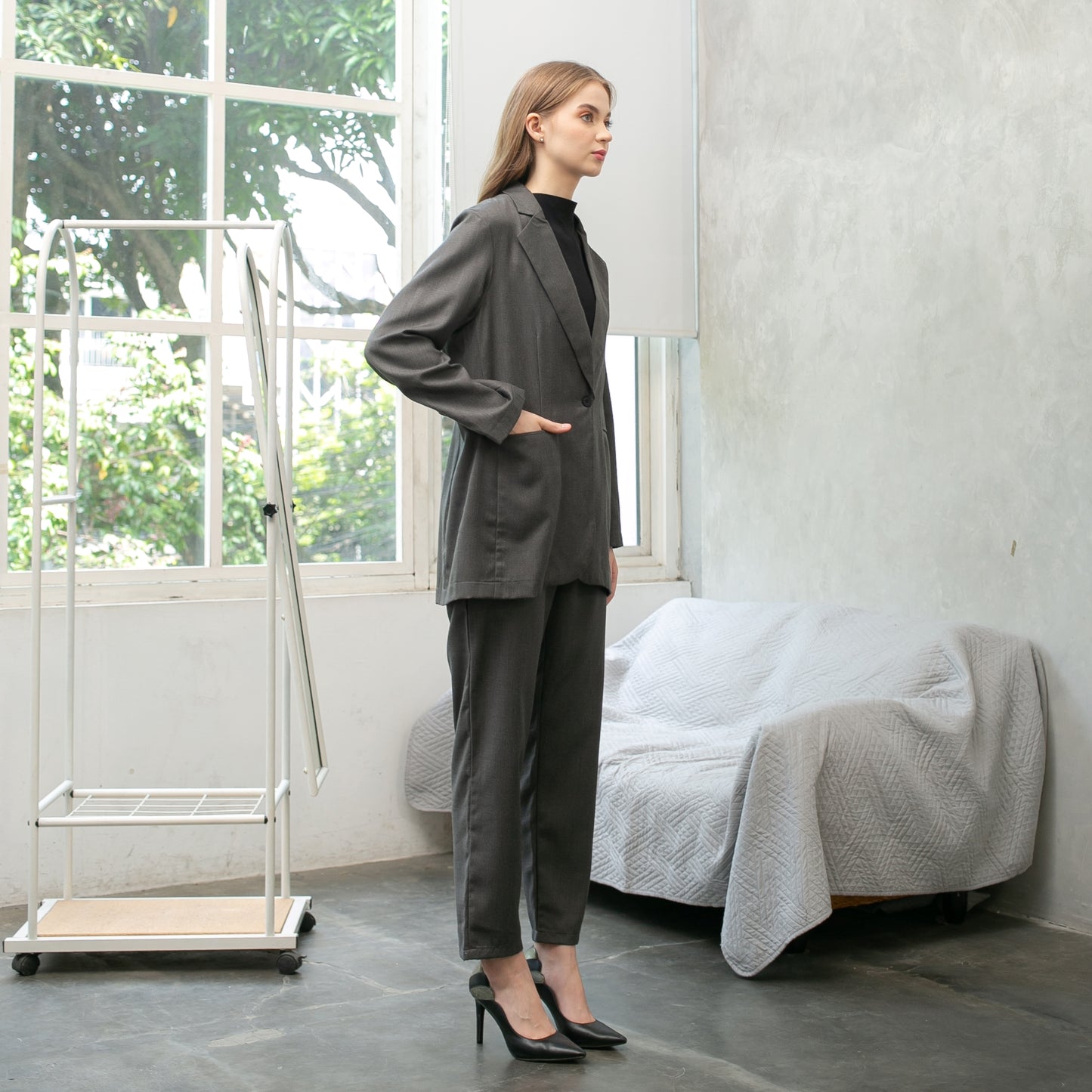 Katia Wool Blend  Blazer - Solid Grey