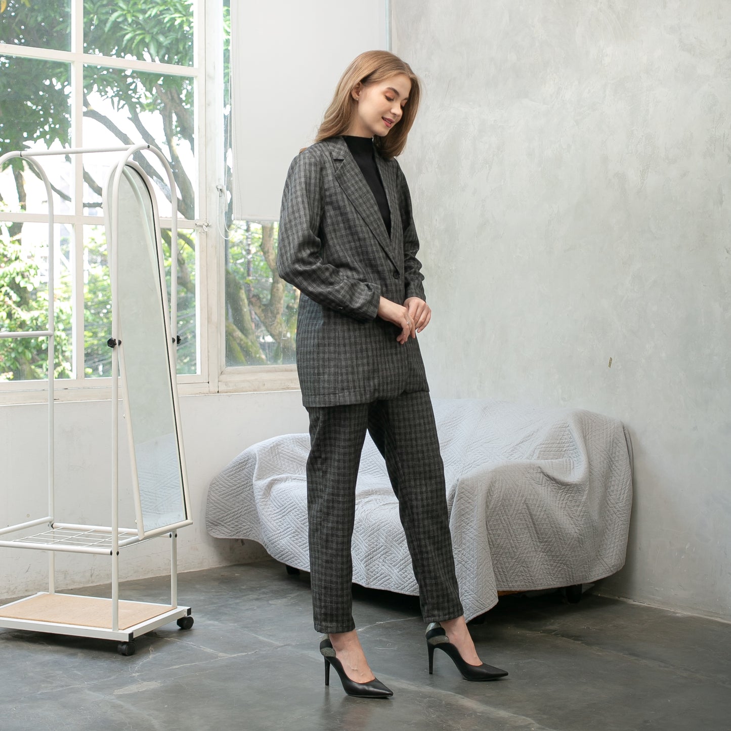 Katia Wool Blend  Blazer - Textured Grey