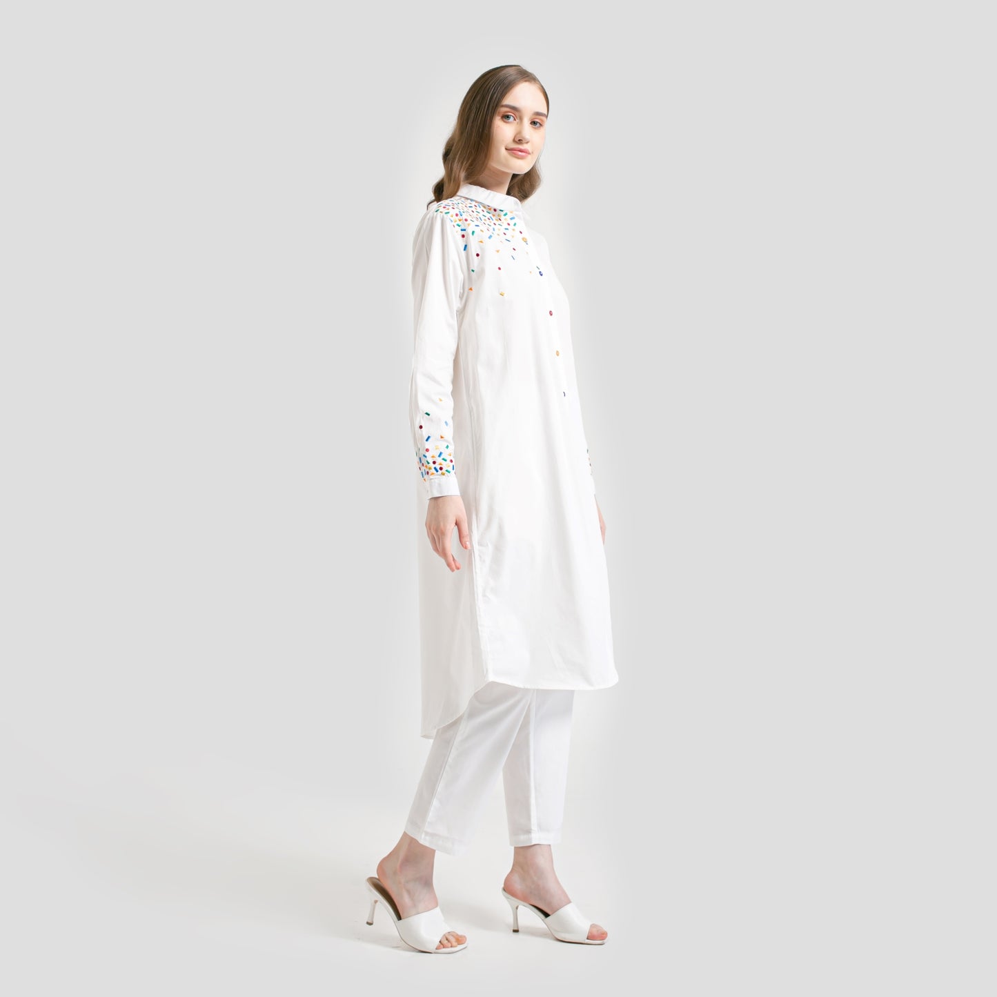 Mille Embro Tunic Broken White