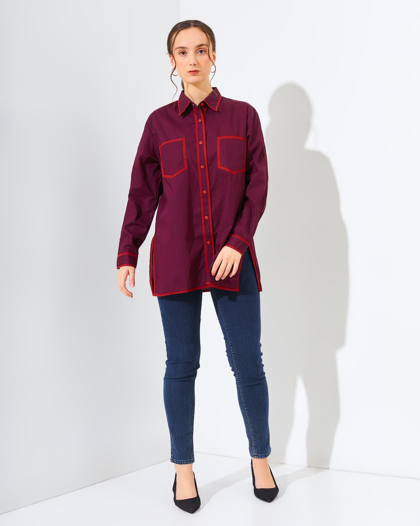 Vivie Top Black- Maroon