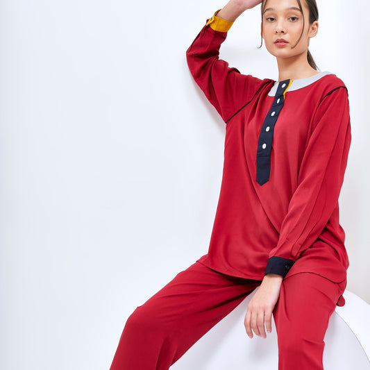 THATA MAROON MATCHING SET