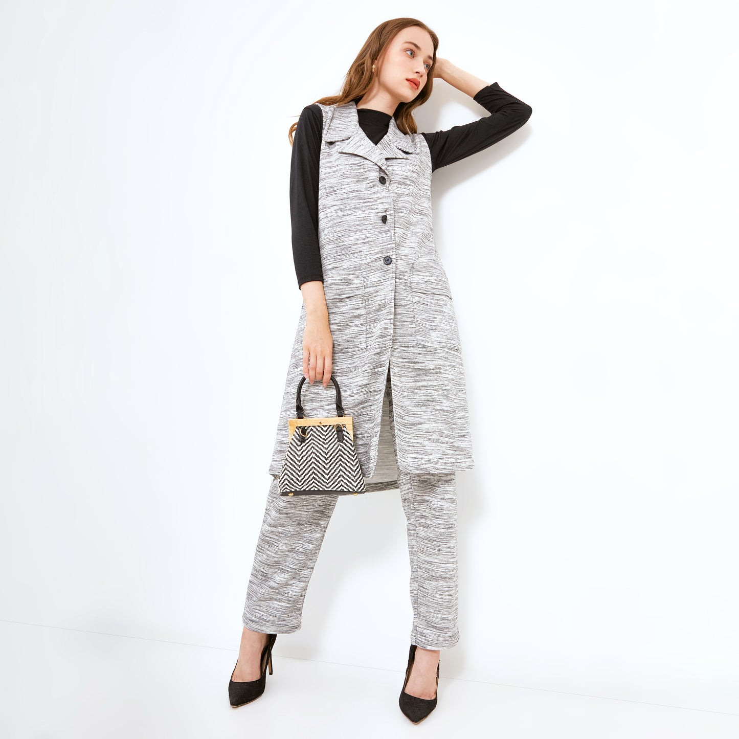 Arrien Sleveless Blazer Misty Grey