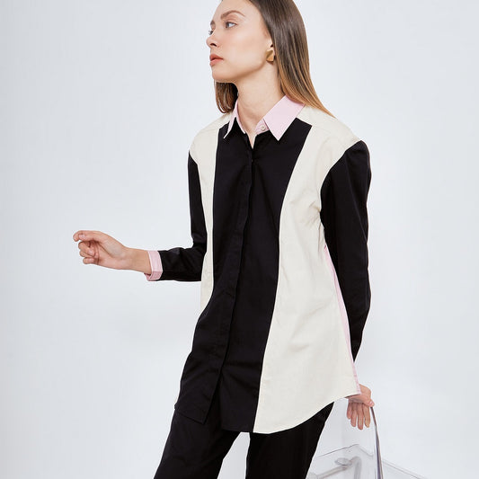 AGAFIA SHIRT ( BLACK-CREAM )