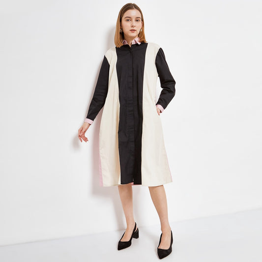 AGAFIA DRESS ( BLACK-CREAM )