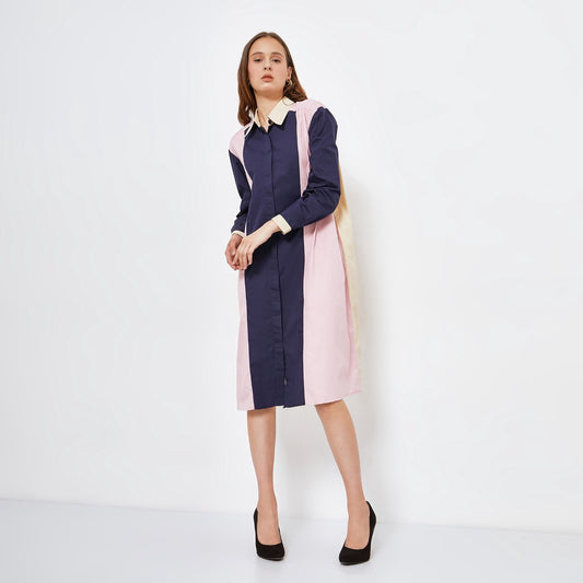 AGAFIA DRESS ( NAVY-PINK )