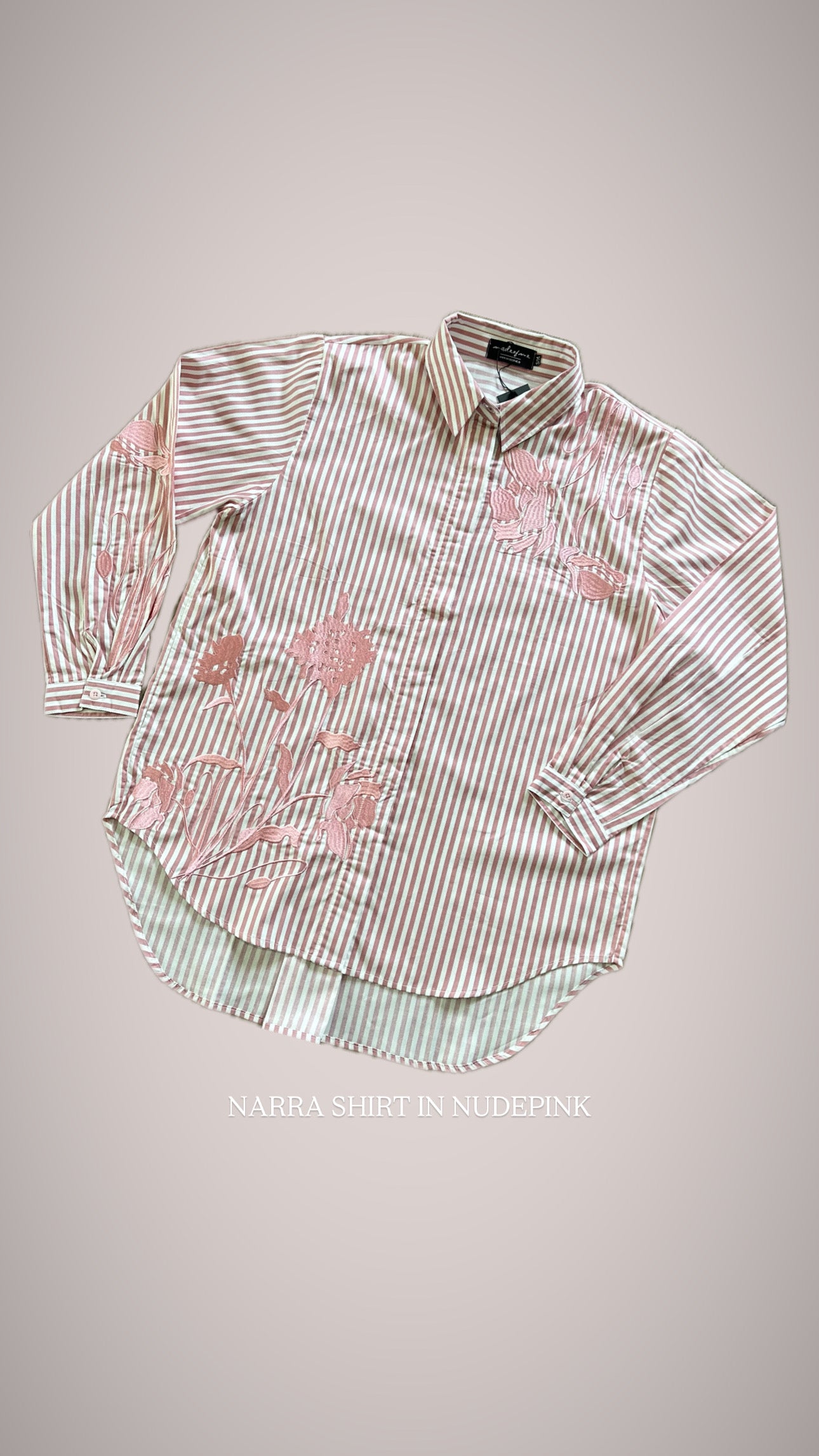 Narra Stripe Shirt Nude Pink