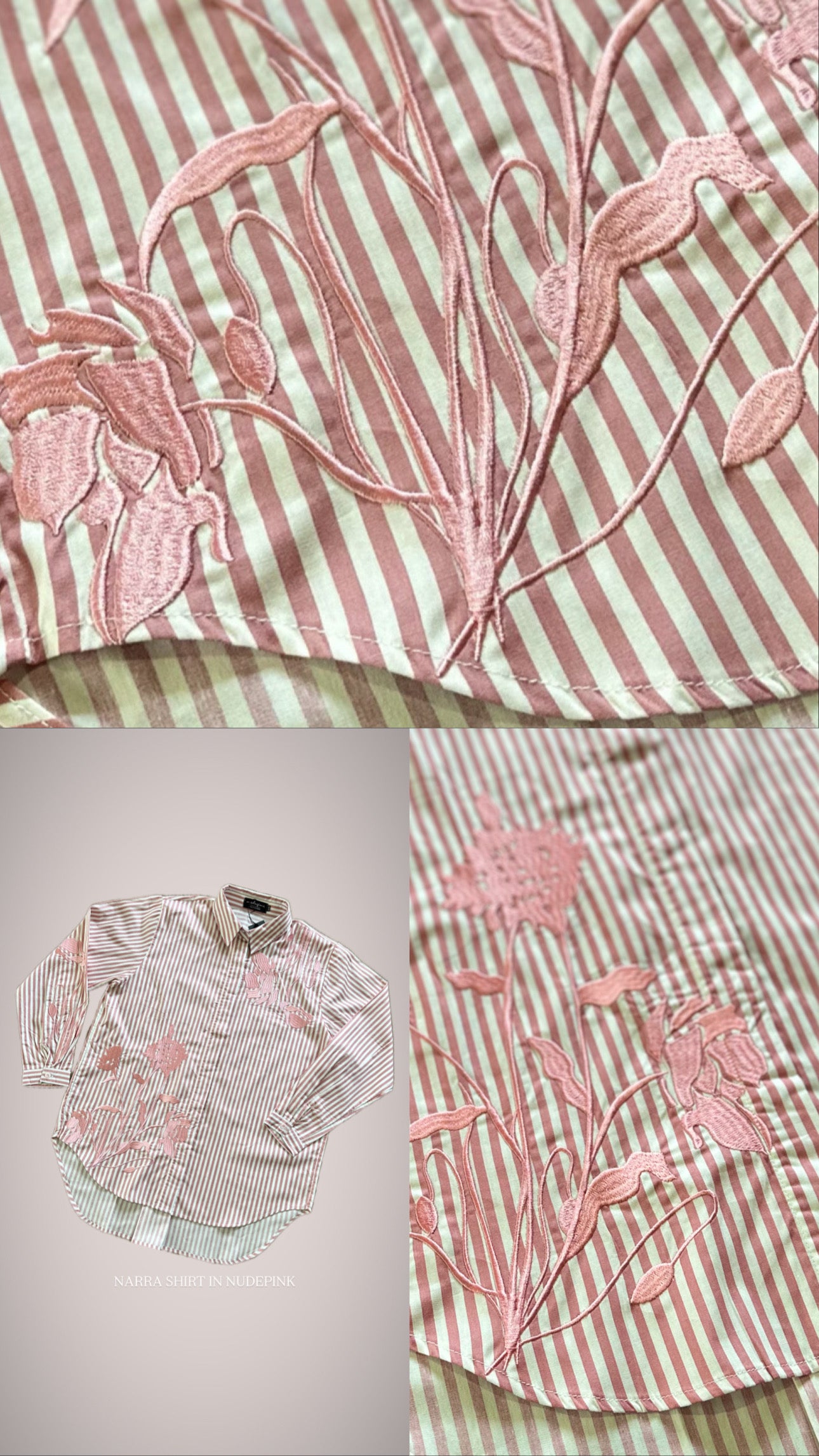 Narra Stripe Shirt Nude Pink