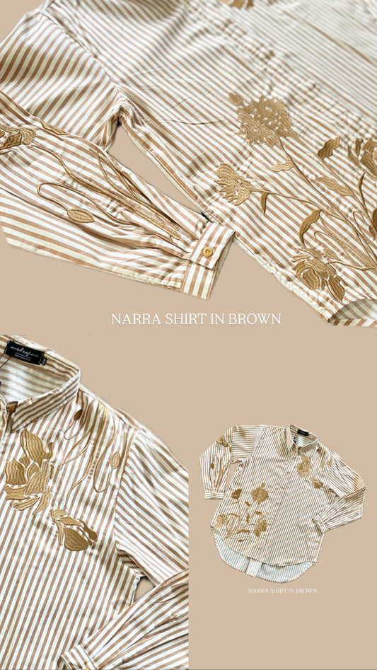 Narra Stripe Shirt Nude Brown