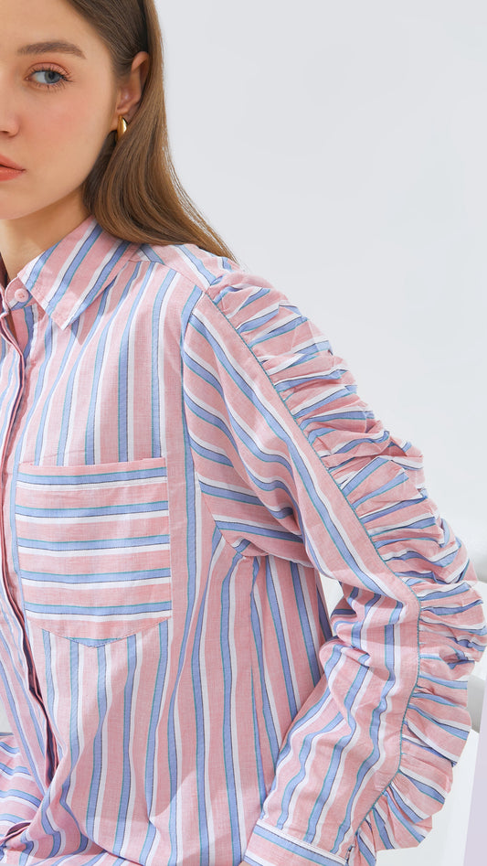 Xenna Shirt in Pink and Black (Pre-Order)