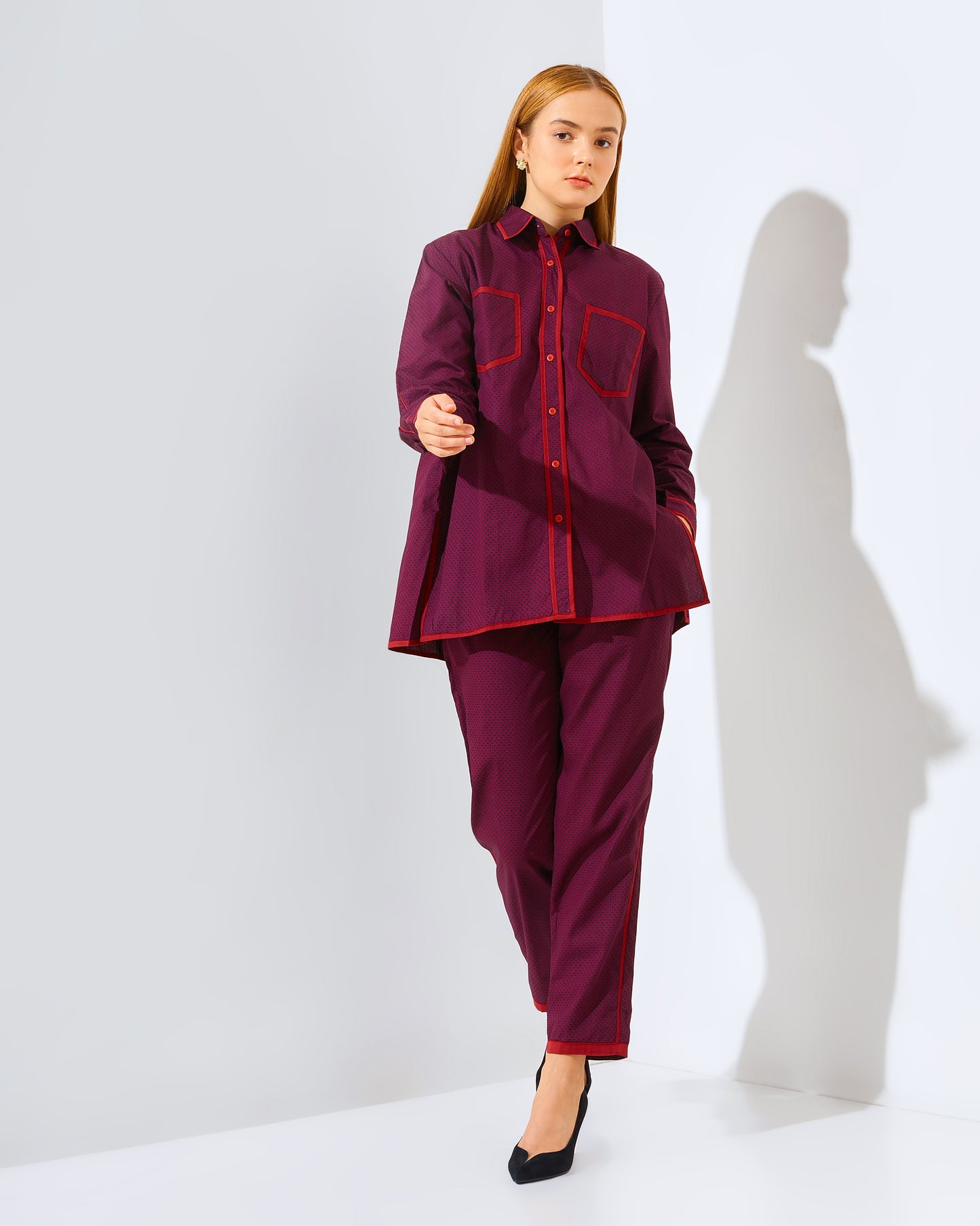 Vivie Matching set Black- Maroon