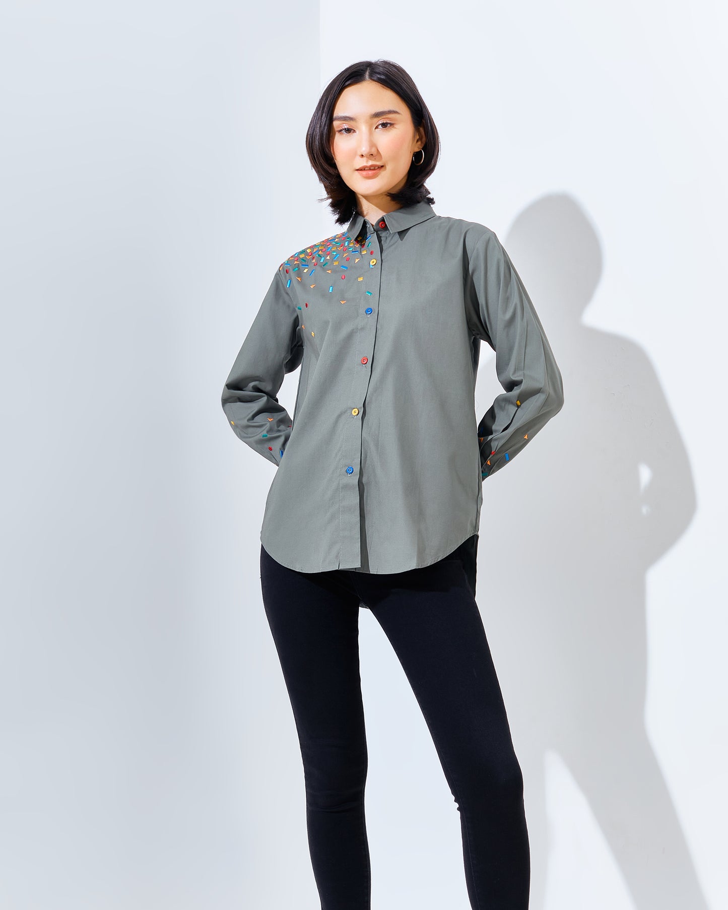 Mille Embro Top Grey