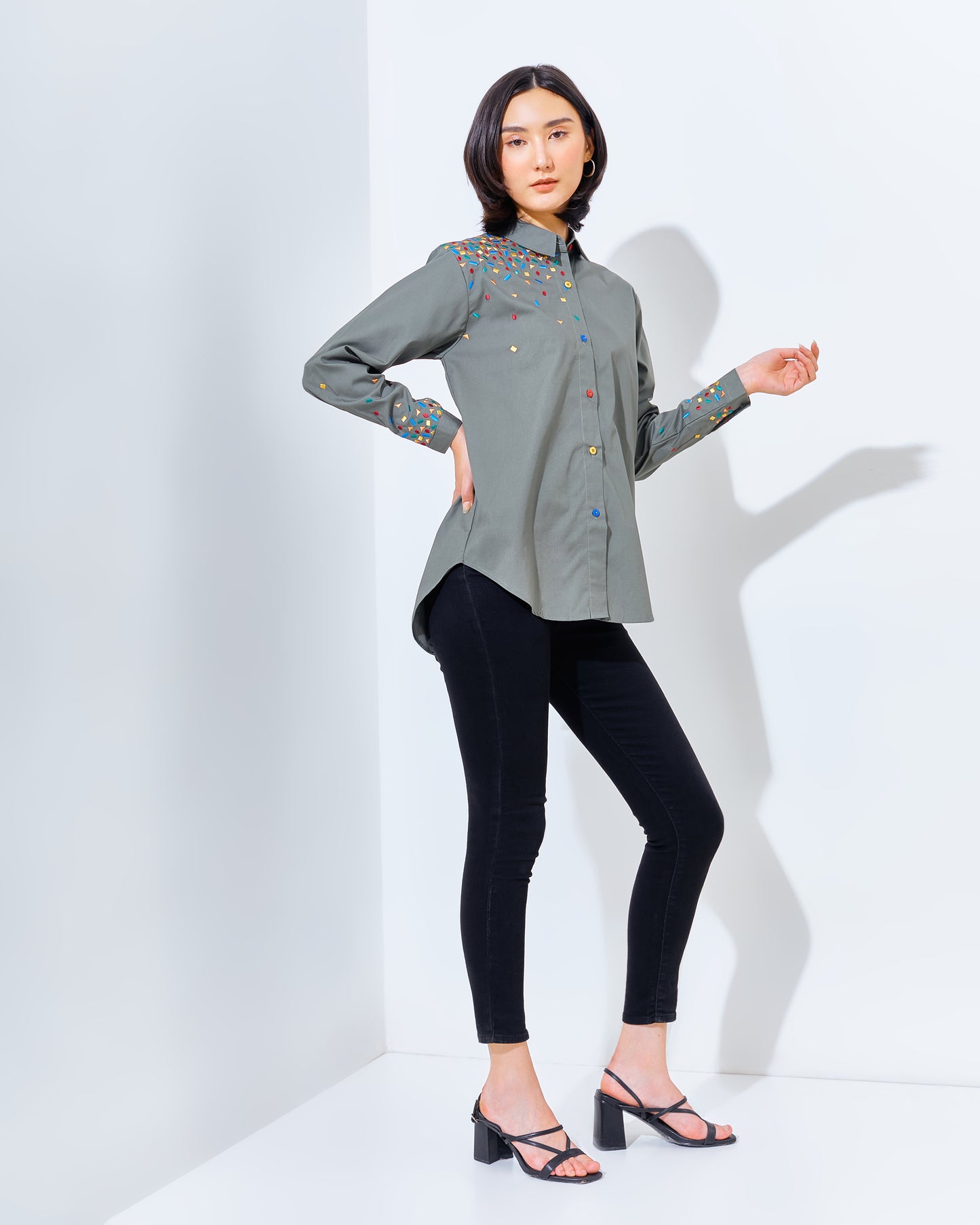 Mille Embro Top Grey