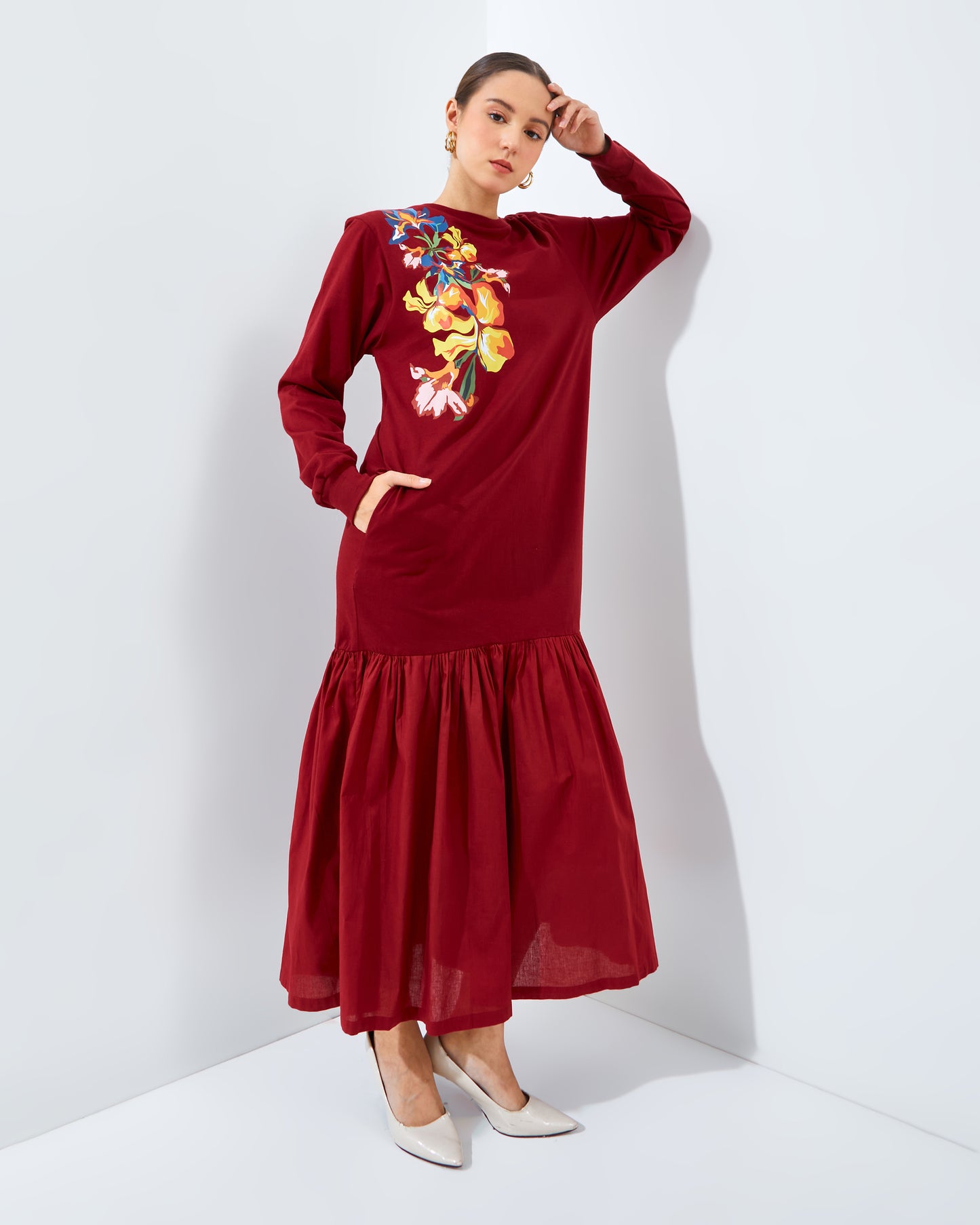 TERRE DRESS MAROON