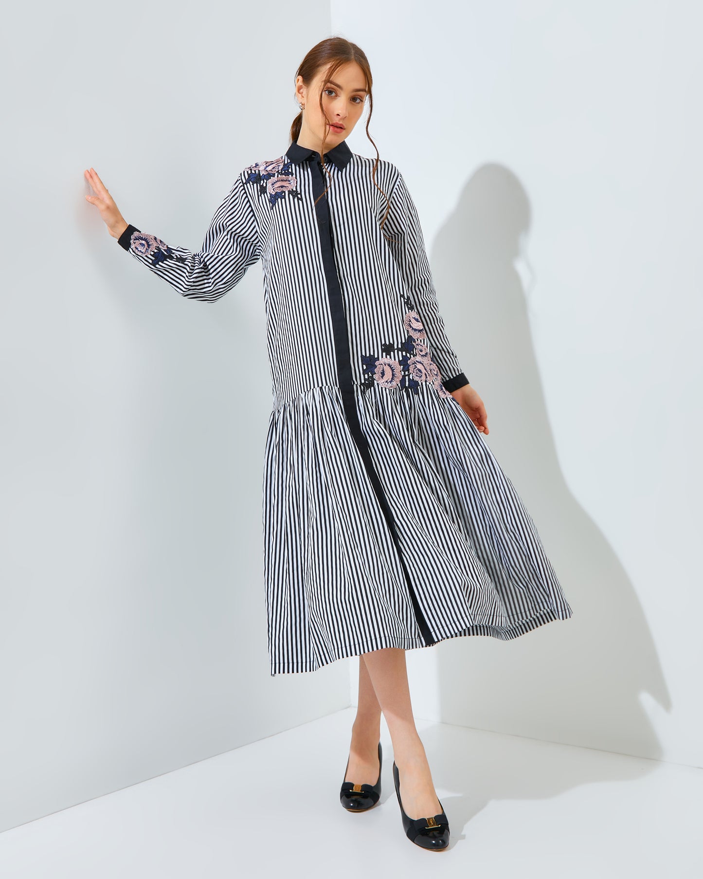 Rachella Rose Stripes Black Dress