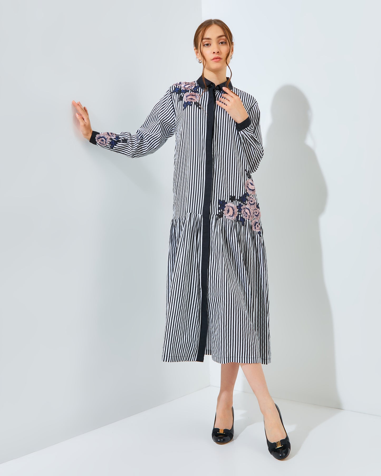 Rachella Rose Stripes Black Dress