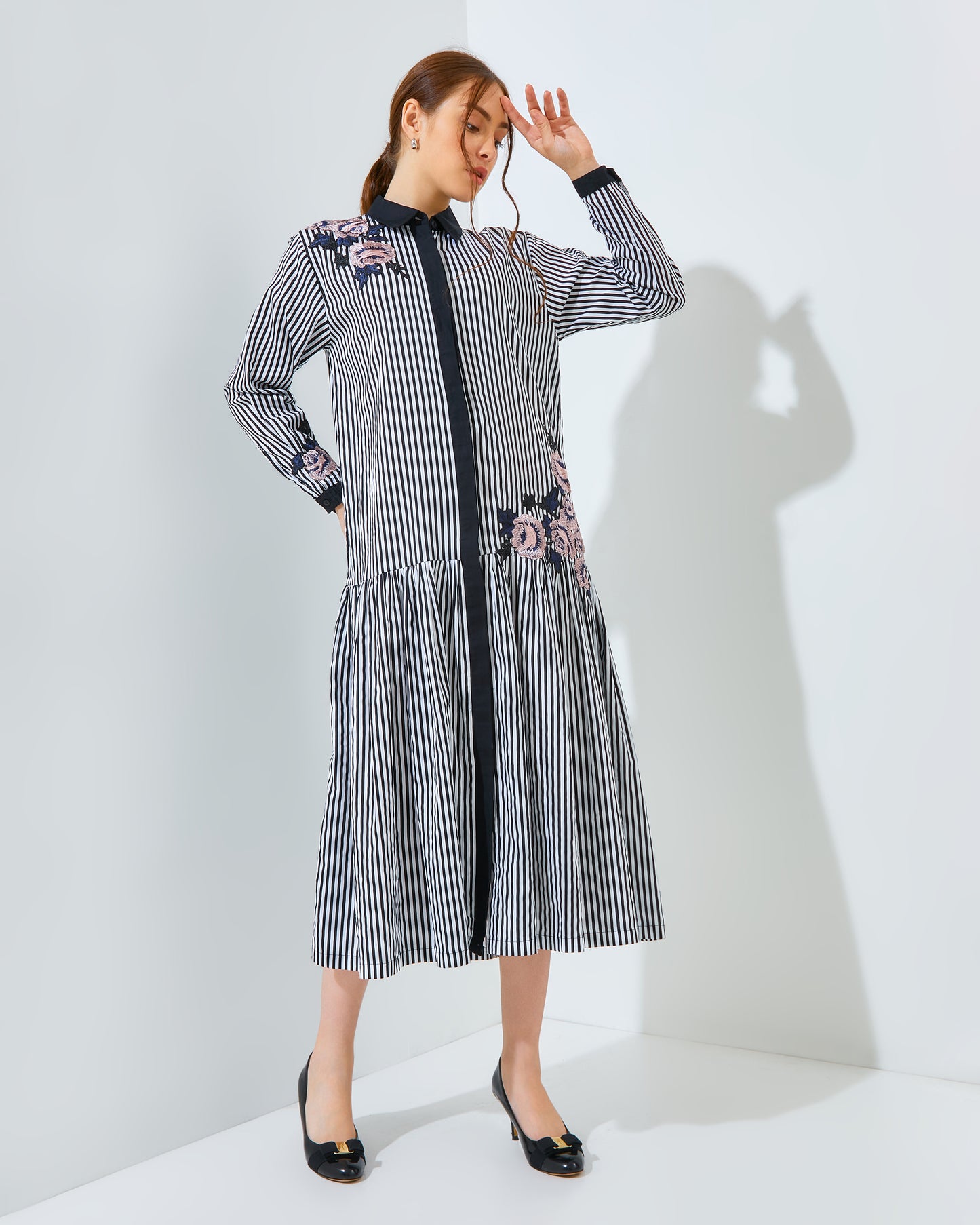 Rachella Rose Stripes Black Dress