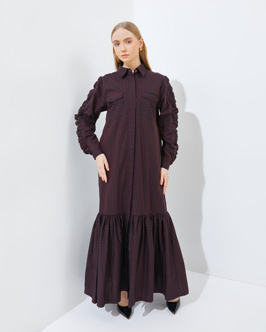 Xenna Dress in Black-Red (Pre-Order)