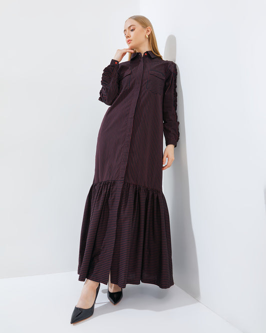 Xenna Dress in Black-Red (Pre-Order)