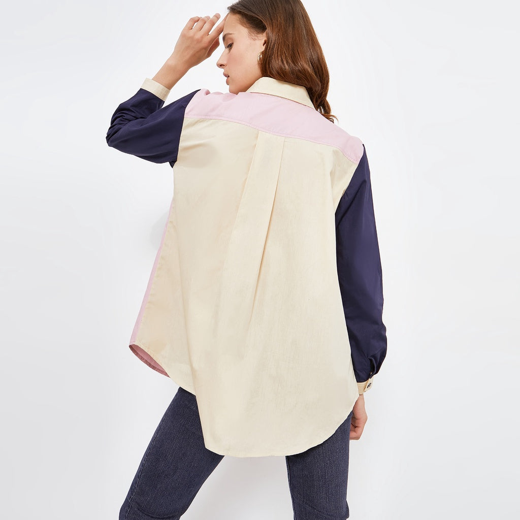AGAFIA SHIRT ( NAVY-PINK )