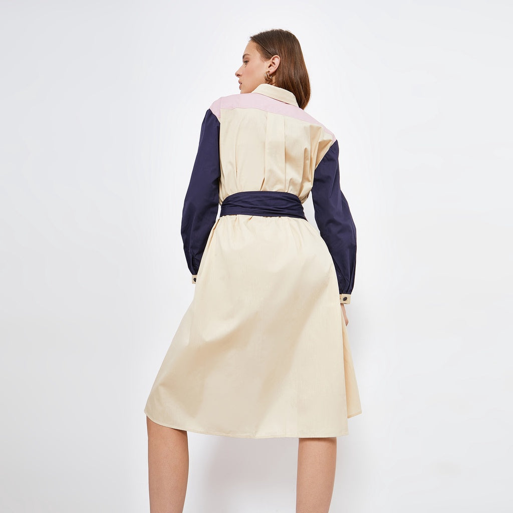 AGAFIA DRESS ( NAVY-PINK )